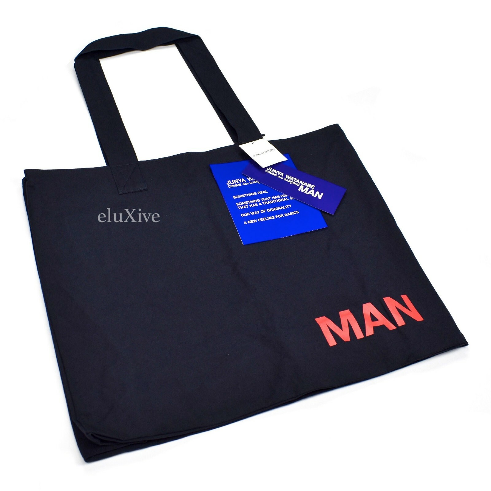 NWT Comme Des Garcons Junya Watanabe MAN Navy Large Canvas Tote Bag AUTHENTIC