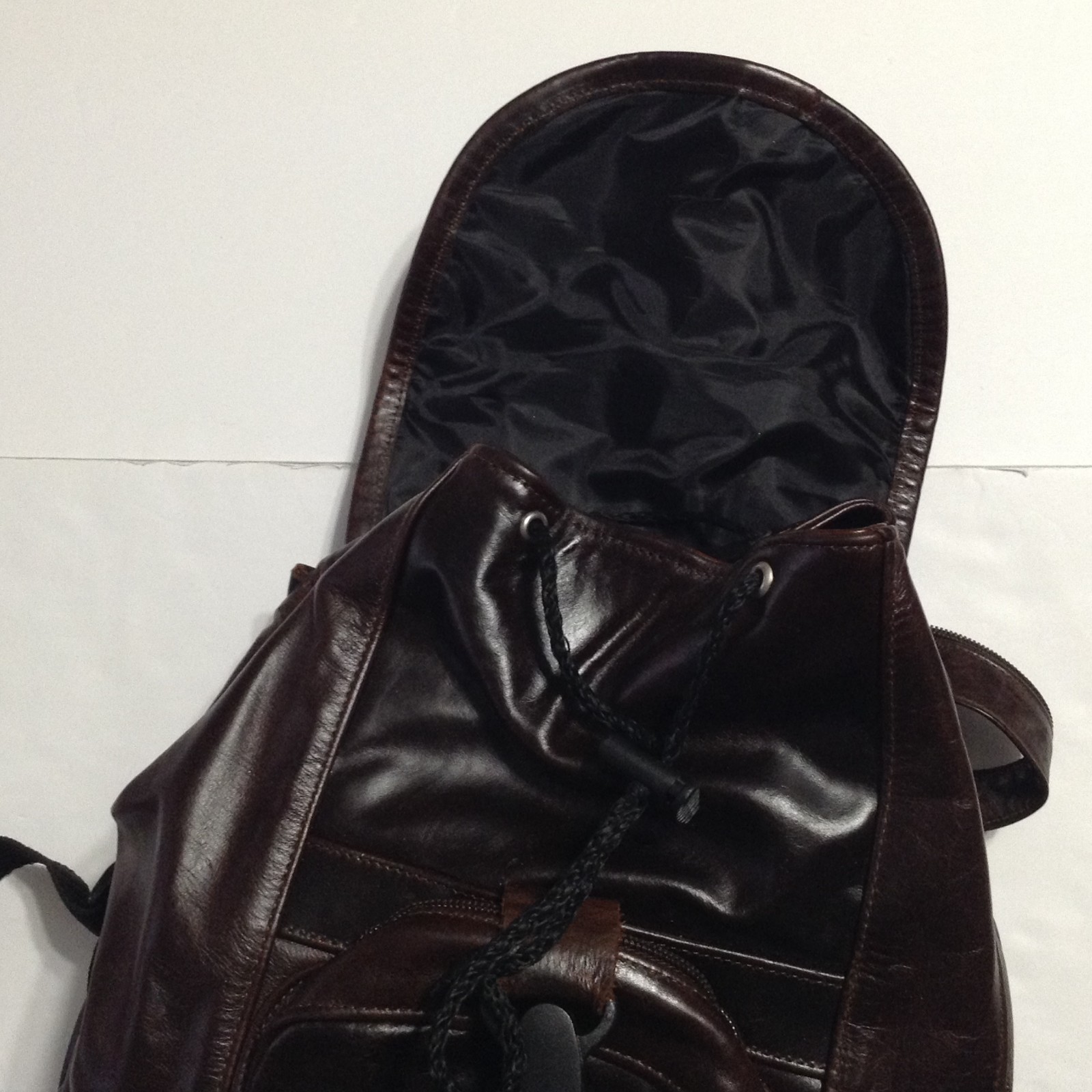 Leather Backpack 13 inch Rucksack Dark Brown Urban Drawstring Travel Bag