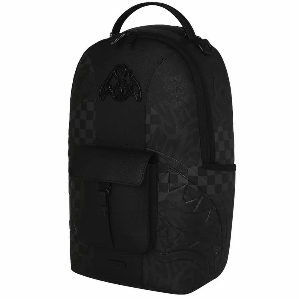 SPRAYGROUND LIMITED EDITION BACKPACK 3AM MIX UP V2 ALL BLACK SMOKE FAUX LEATHER