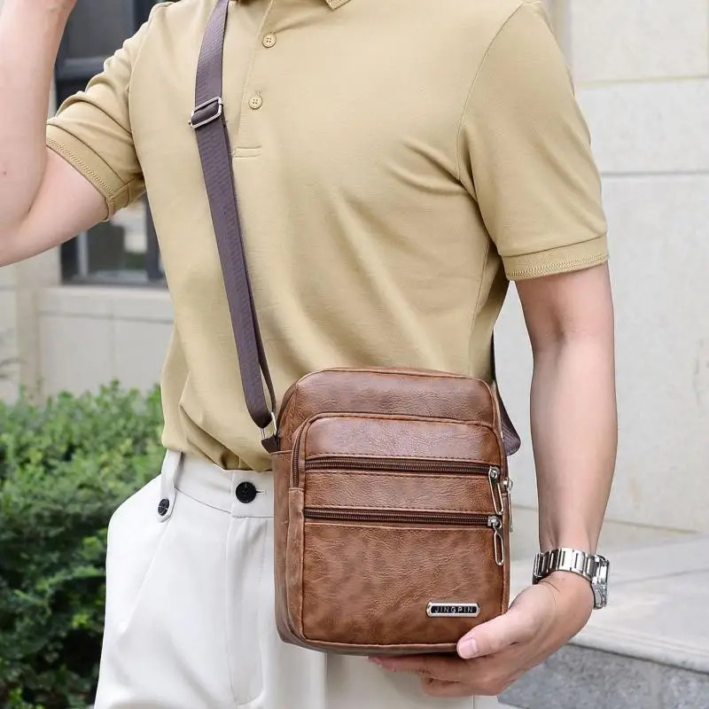 Men’S PU Leather Crossbody Shoulder Bags High Quality Tote Fashion Business Man