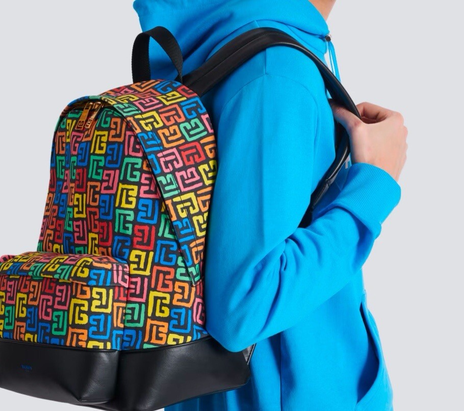 Balmain Multicoloured PB Labyrinth canvas backpack