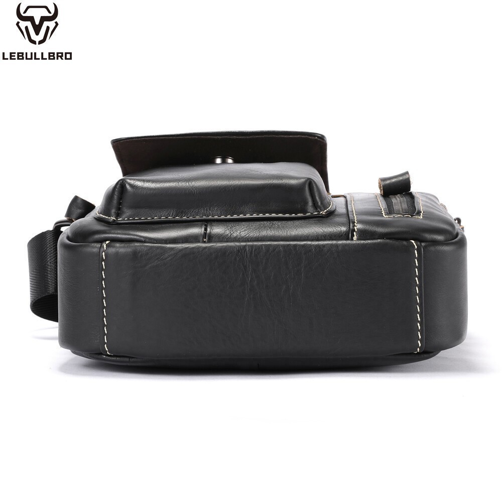 Men’s Genuine Leather Crossbody Bag Casual Shoulder Handbag Large Capacity Sling