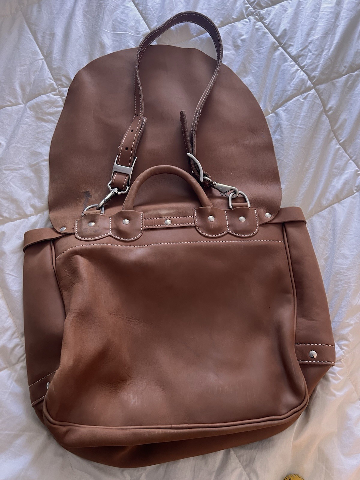 THE J PETERMAN COMPANY Saddle Tanned Leather Messenger Satchel Bag | USA Seller