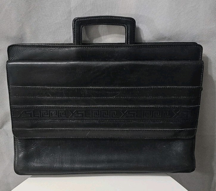 YSL Yves Saint Laurent Business Bag Briefcase Black Vintage 70s Logo