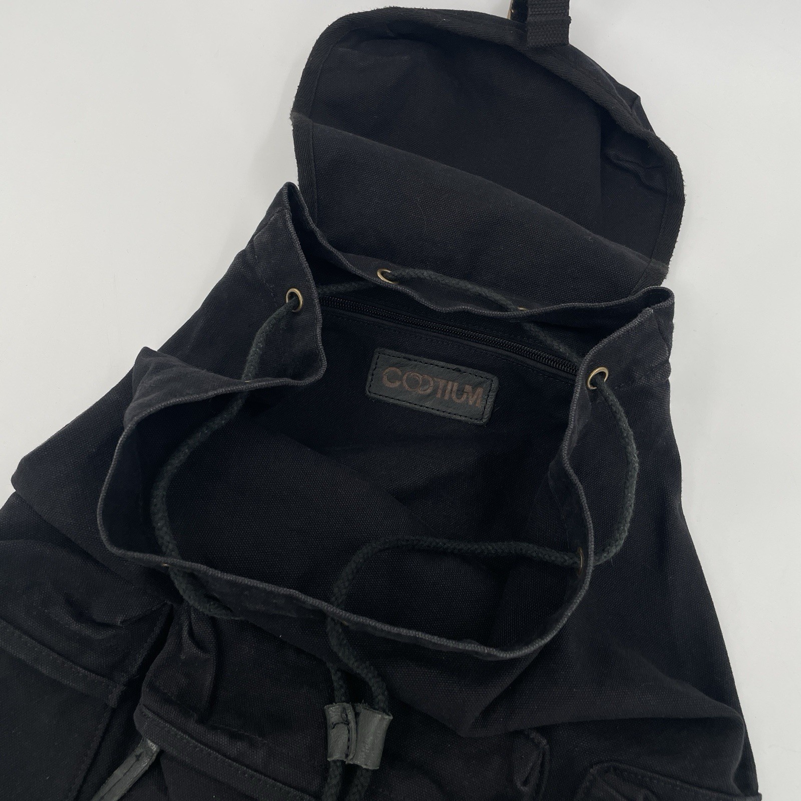 Gootium Black Thick Canvas Rucksack Backpack – Drawstring / Buckle Closure