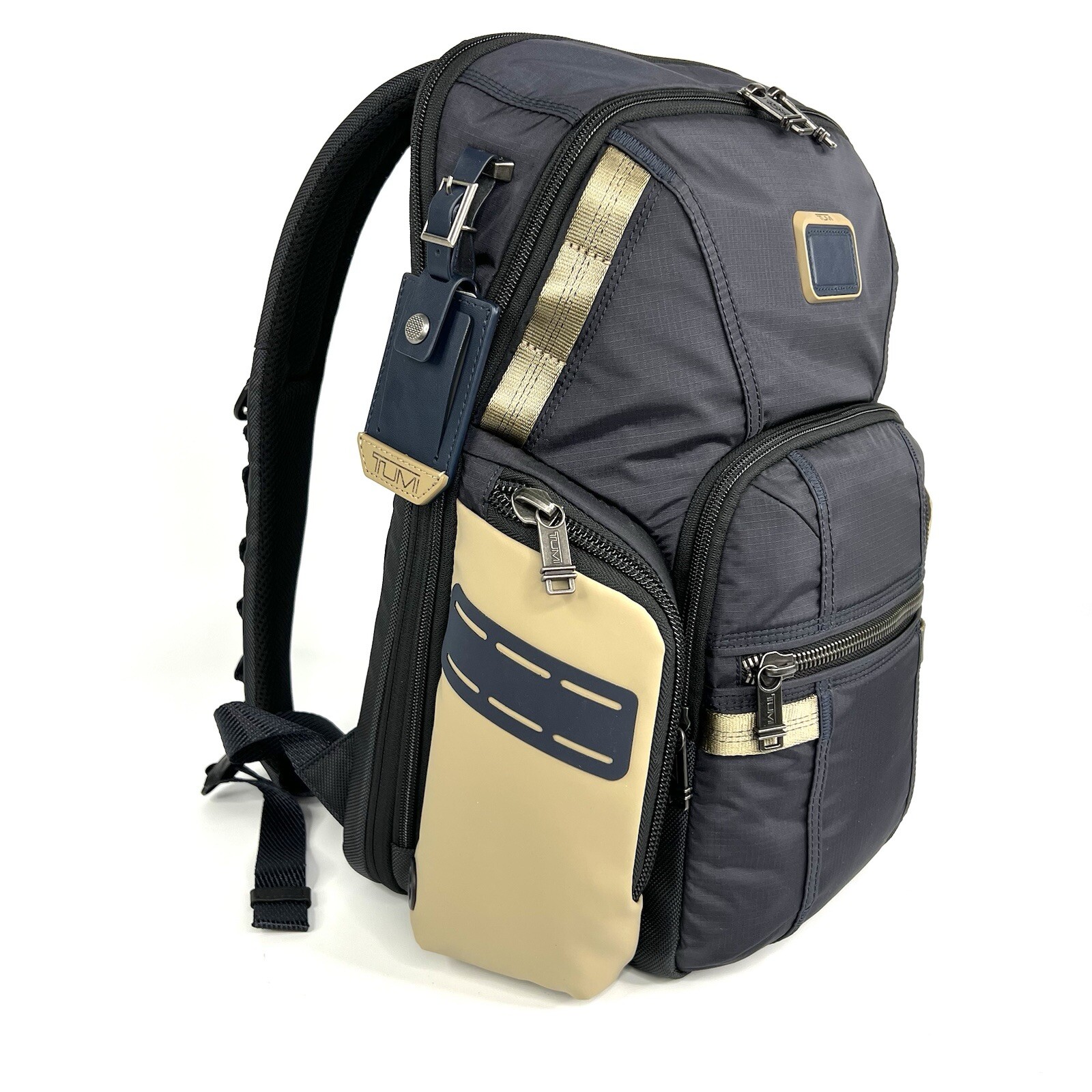TUMI Navigation Backpack Laptop Business Bag Midnight Navy and Khaki EXPANDABLE