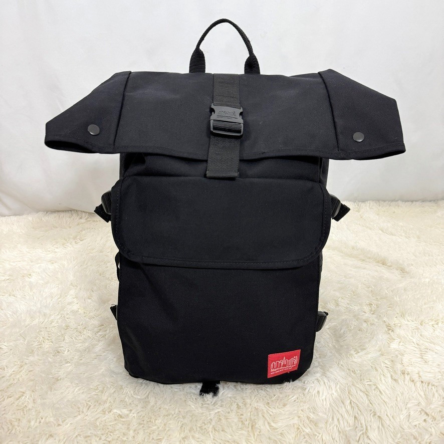 Manhattan Portage Black Roll Top Backpack Cordura Nylon Messenger Bag Rucksack