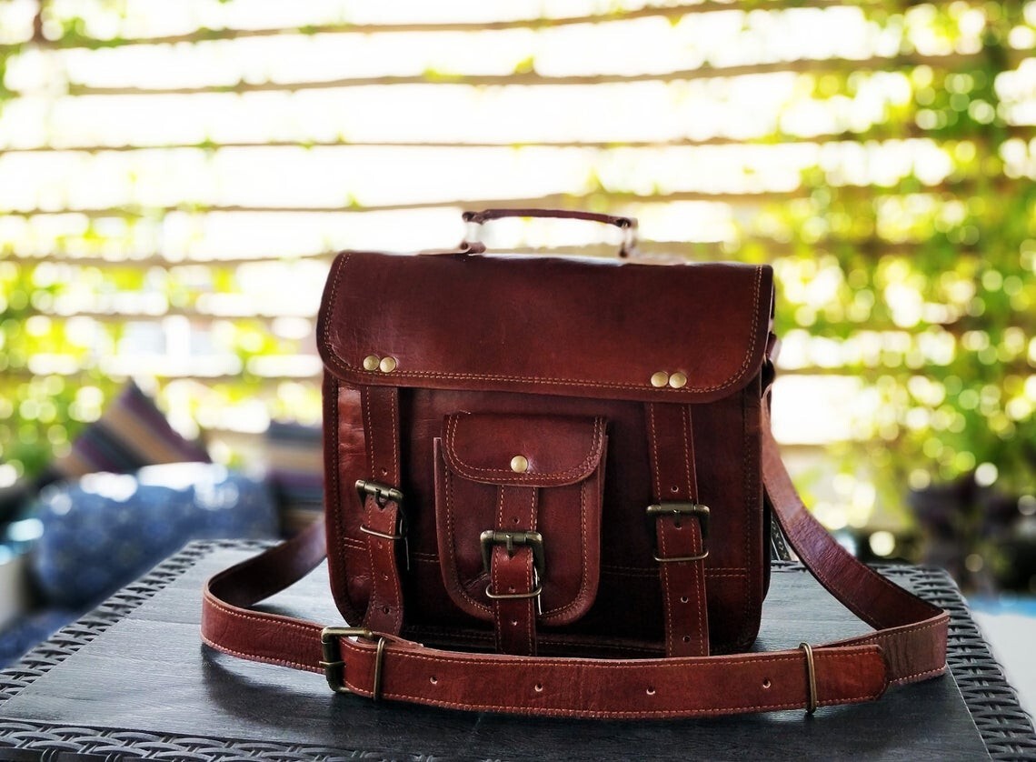Genuine Leather Vintage Laptop Briefcase Messenger Shoulder Satchel Bag