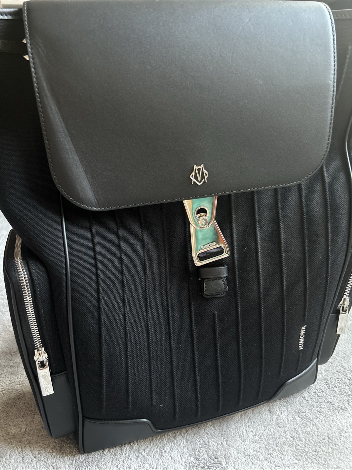 RIMOWA Never Still Flap Large Backpack Black Canvas Leather New Without Tags