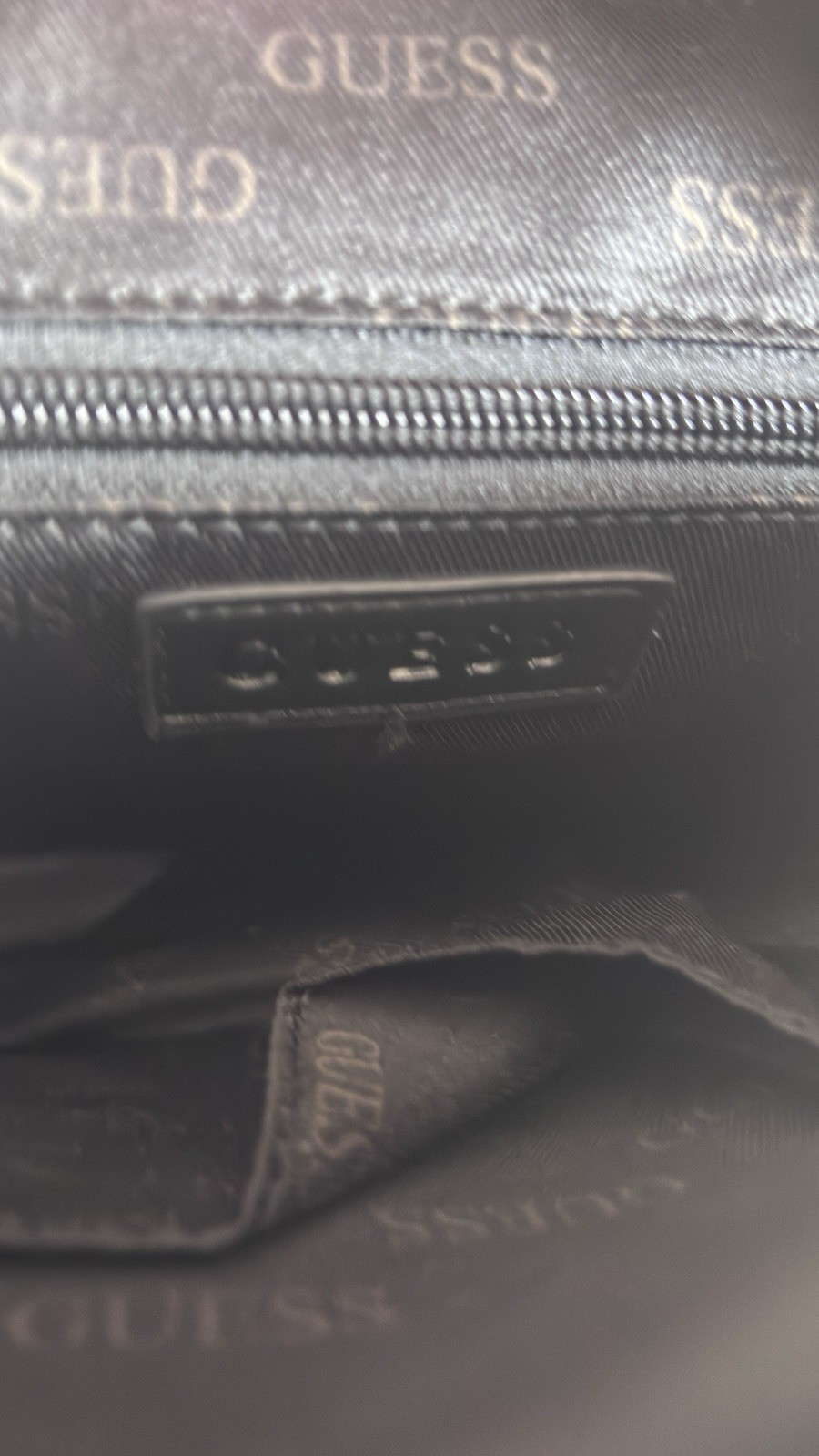 GUESS Black Logo Print Small Crossbody Bag Zip Closure, Adjustable Strap