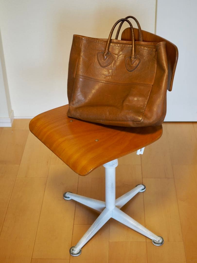 Vintage 80s LL Bean Leather Boat Tote Bag Brown 12.6×11.8×5.1in