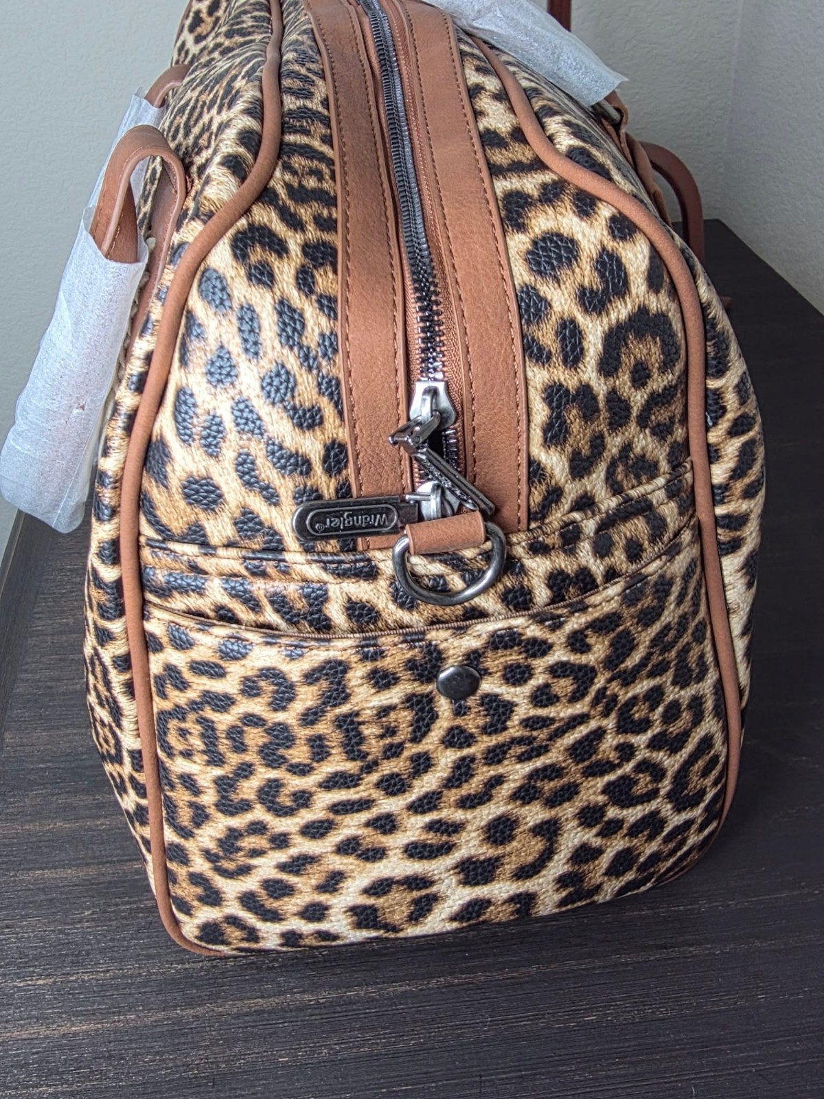 Wrangler Leather Duffle Bag Brown Leopard Print Travel Bag
