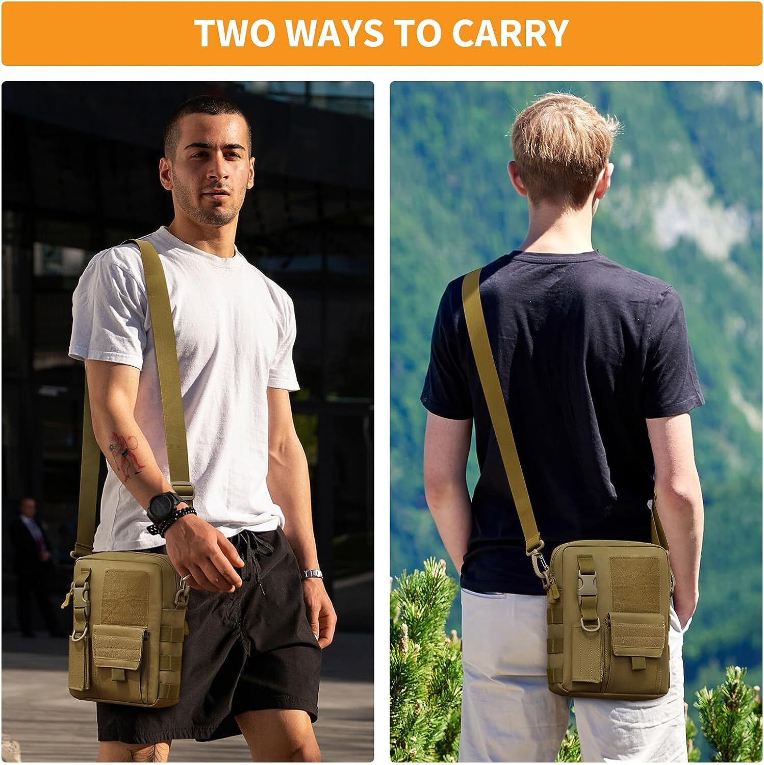 Small EDC Tactical Messenger Bag for Men MOLLE Sling Backpack Sport Daypack Gift