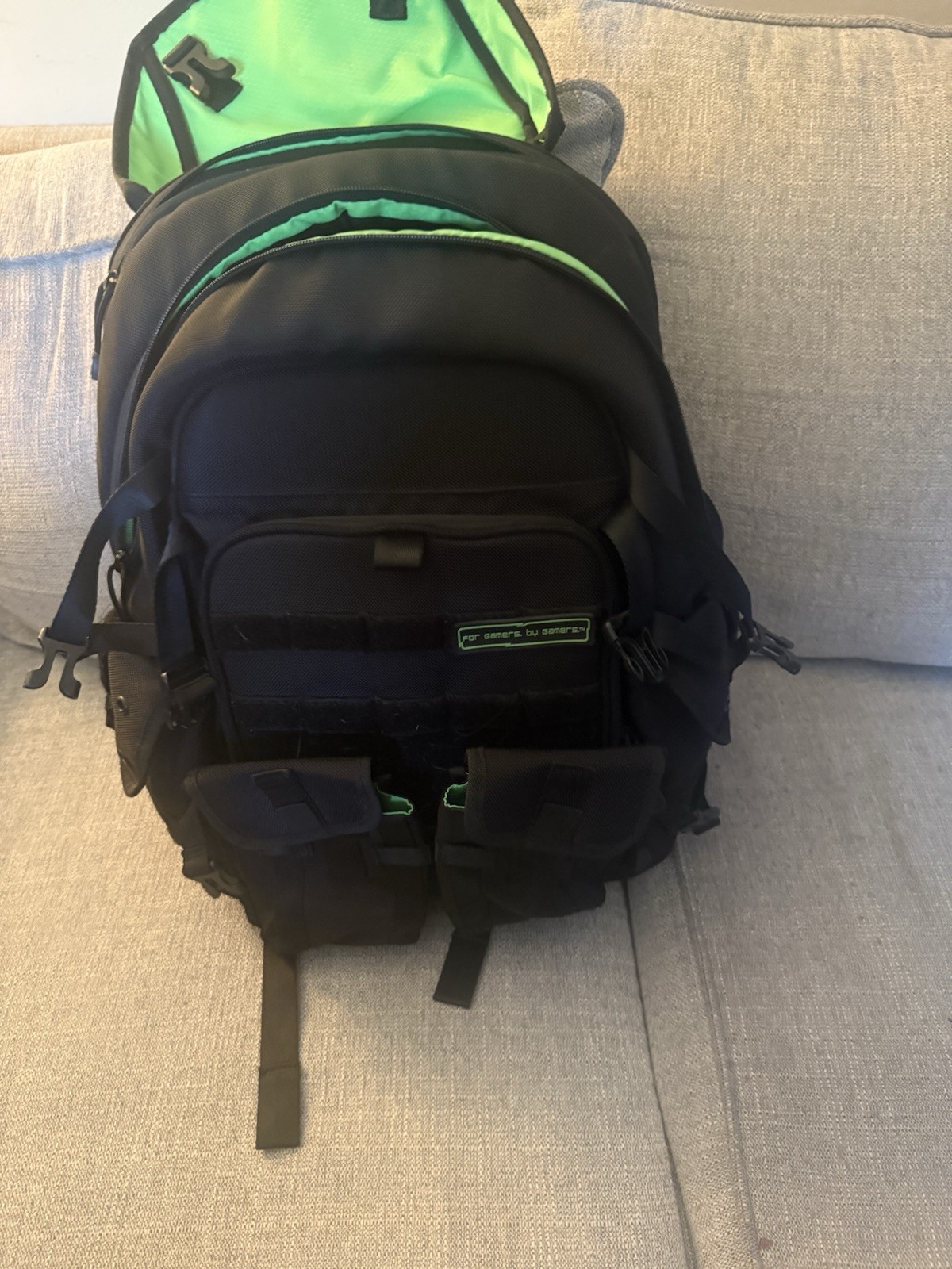Razer Black/Green Backpack Large Zip & Buckle Padded Adjustable Strap
