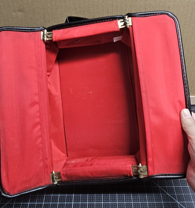 JIL SANDER Black leather metal framed hinged corners men’s toiletry bag