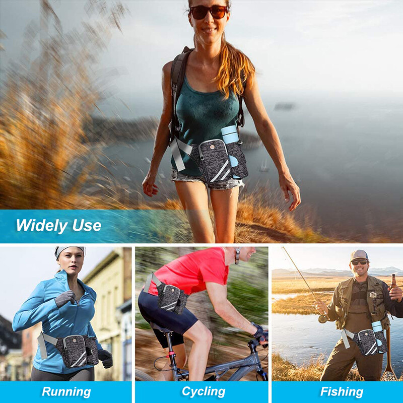 Men Women Climbing Waist Bag with Water Bottle Holder Fanny Pack Pouch Bum Bags