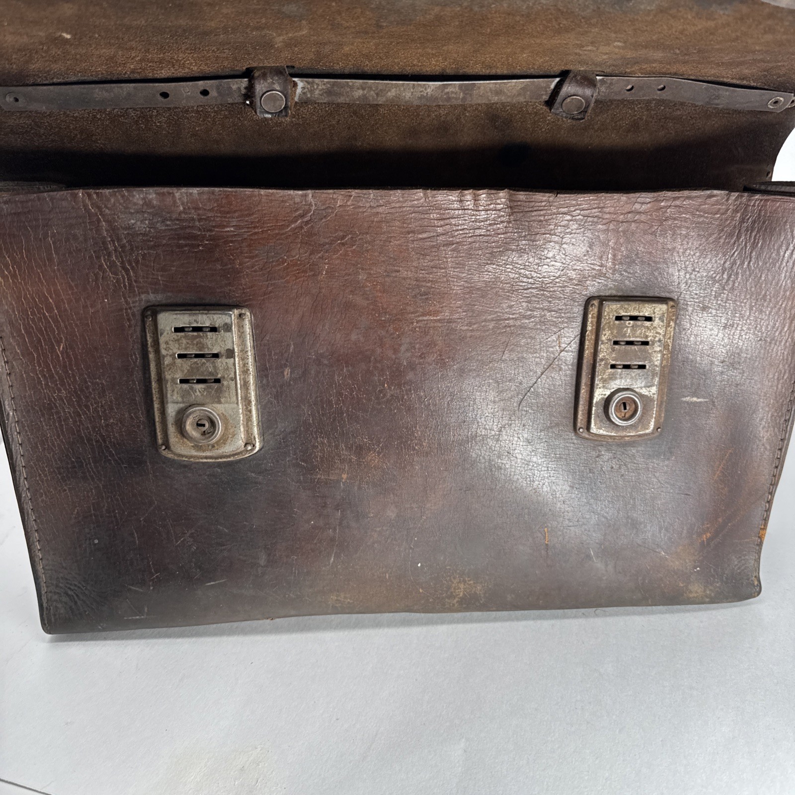 1940 1950s vintage attache briefcase german leather brown