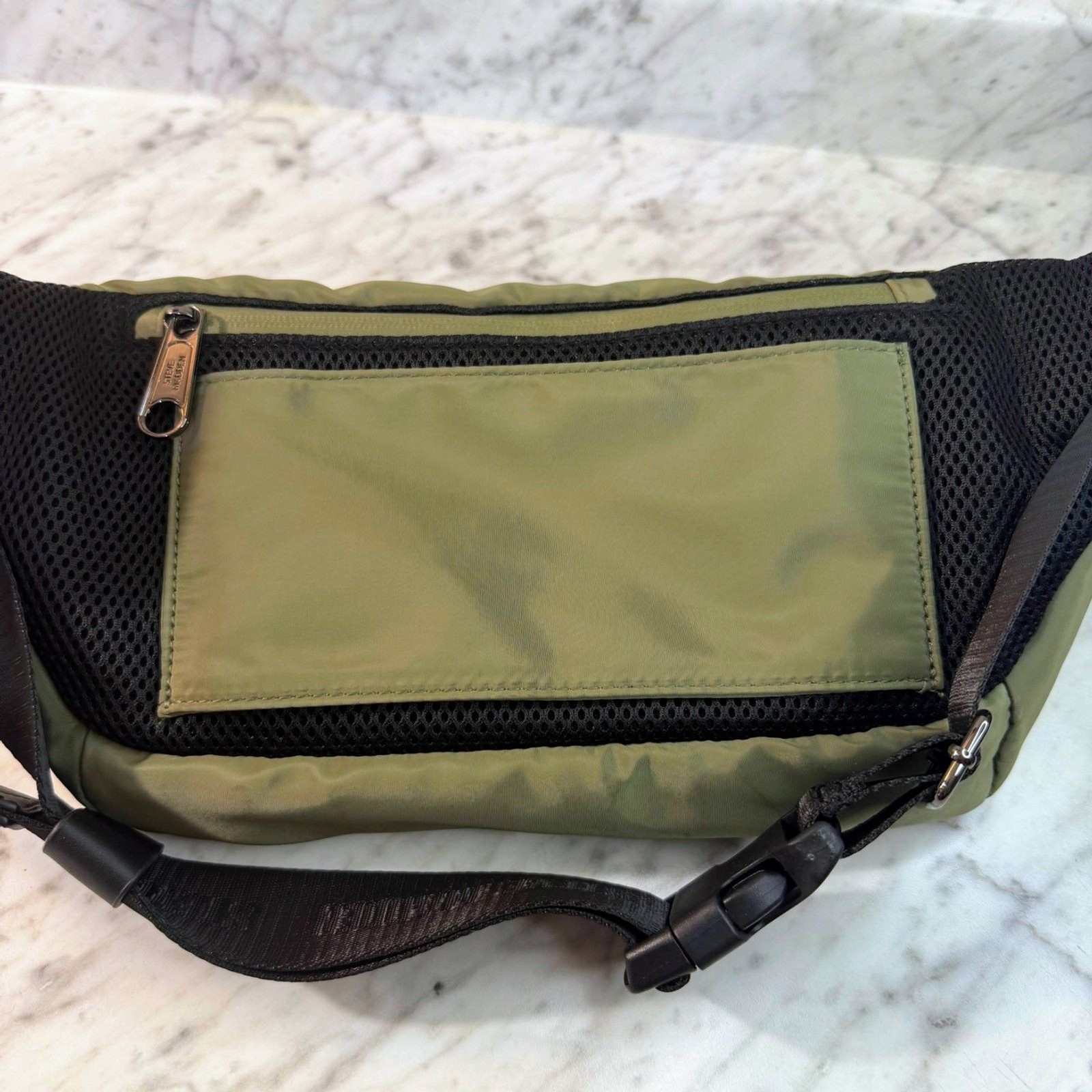 Steve Madden Oversized Belt Bag Sling Olive Green Nylon Crossbody Fanny Pack