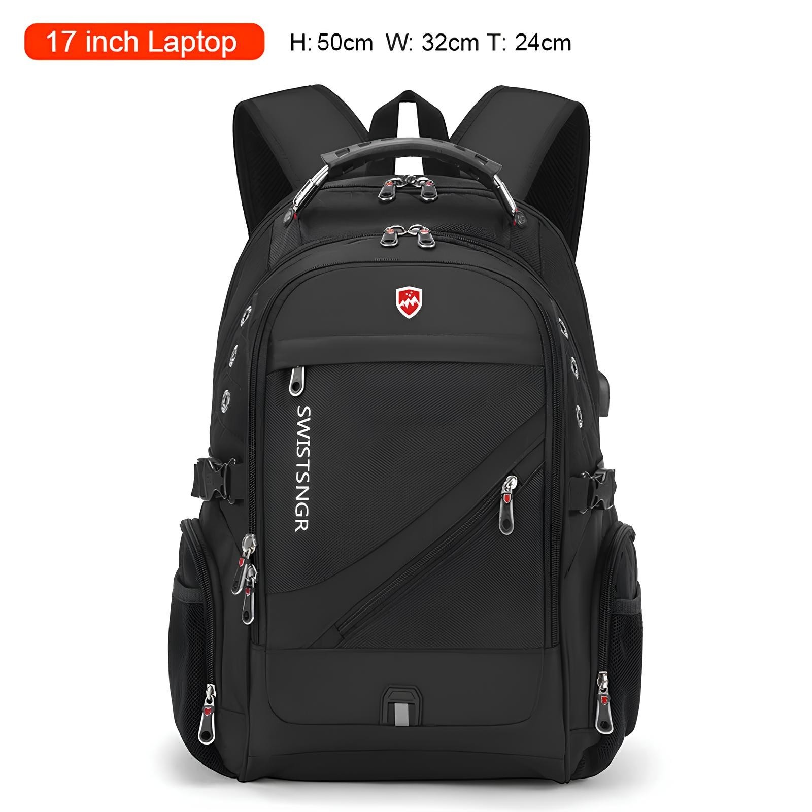 Waterproof 17.3/20 Inch Laptop Backpack Men USB Charging Swiss Backpack Travel