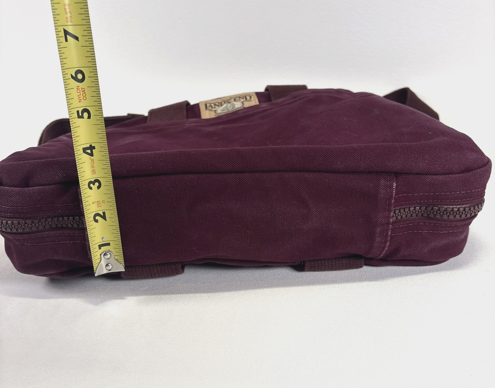 Vtg Lands’ End Square Rigger Canvas Briefcase Maroon W/ STRAP Made in USA Bag