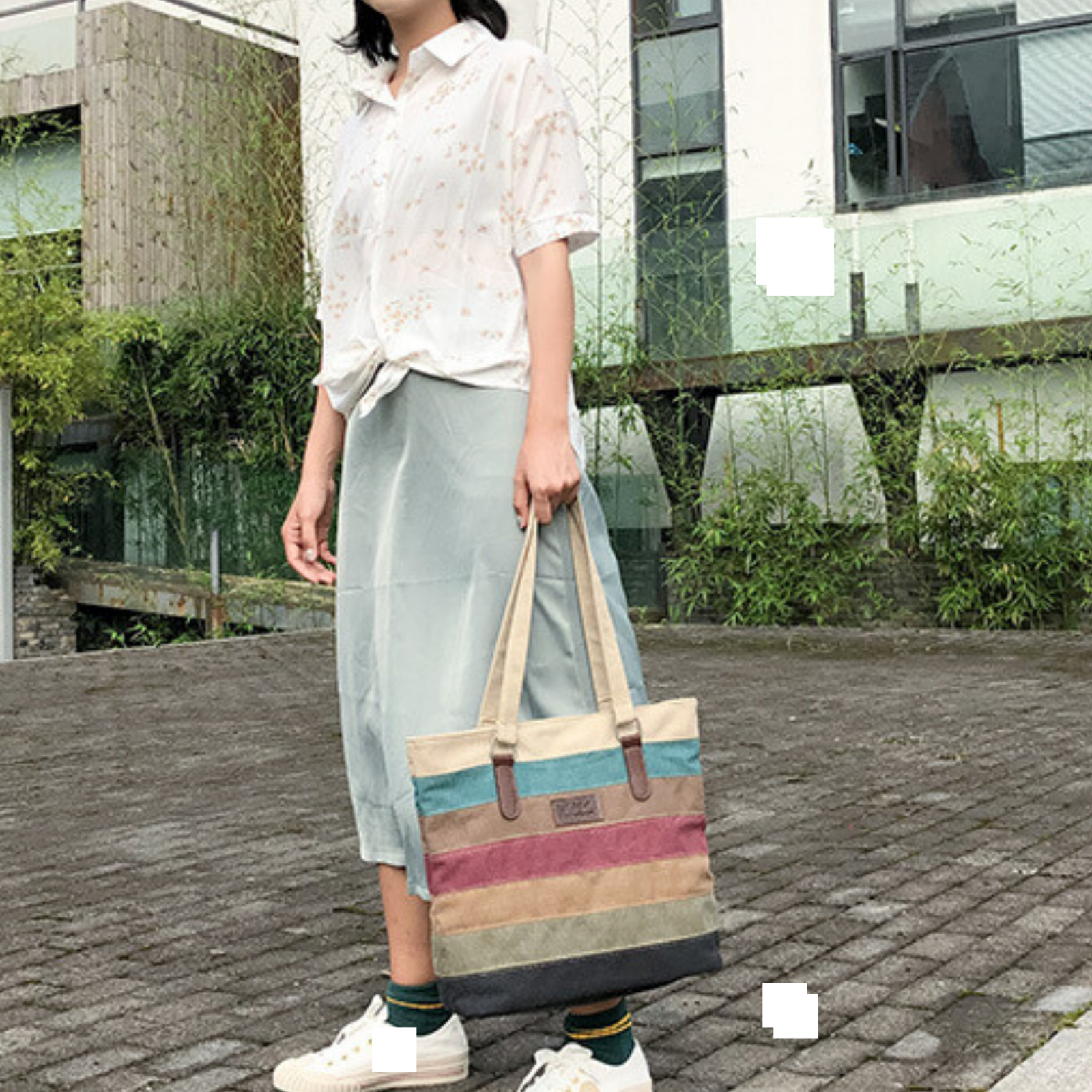 New Large Multi Colour Oxford Cotton Carry Shoulder Messenger Satchel Tote Bag