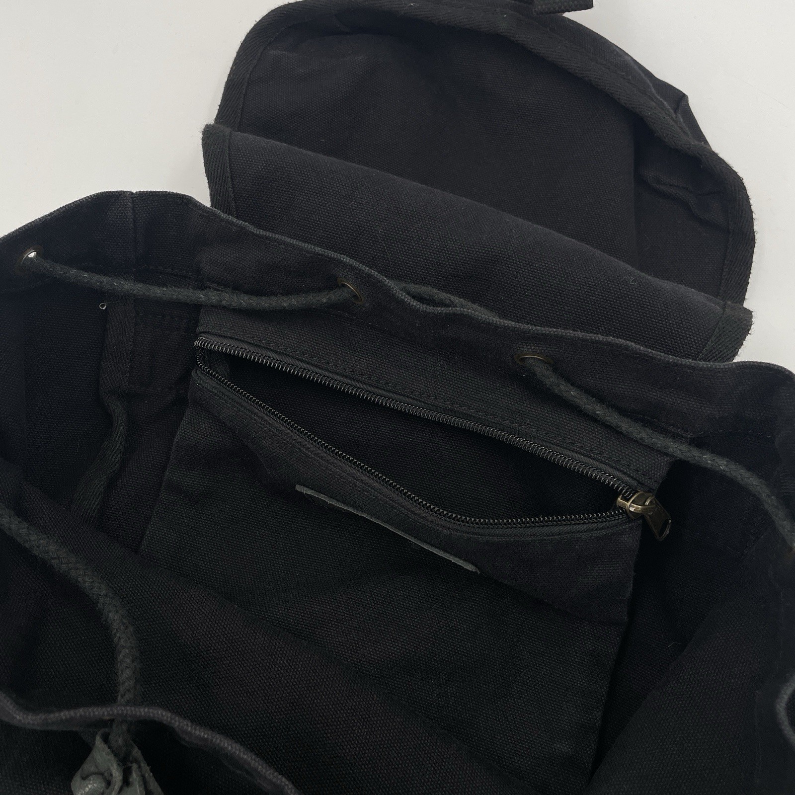Gootium Black Thick Canvas Rucksack Backpack – Drawstring / Buckle Closure