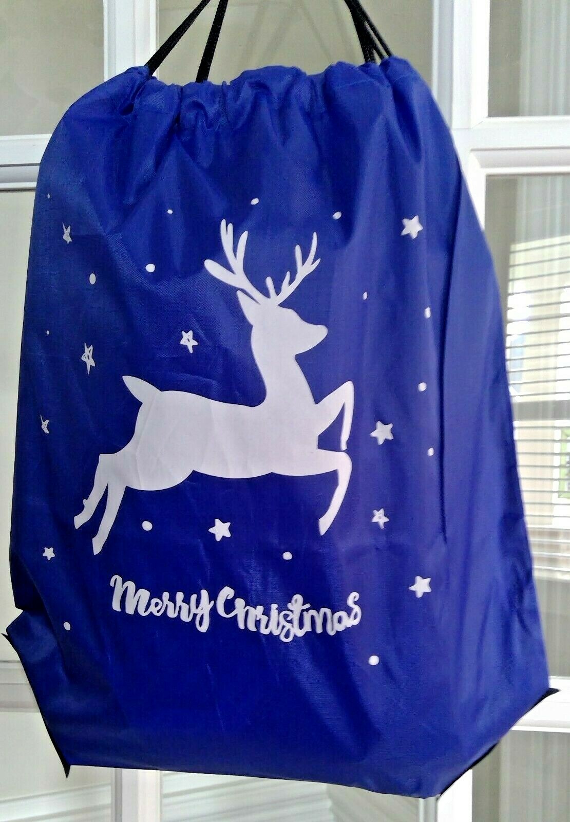 2pcs Reindeer holiday Drawstring Cinch Sac gift Bag Backpack Christmas Stocking