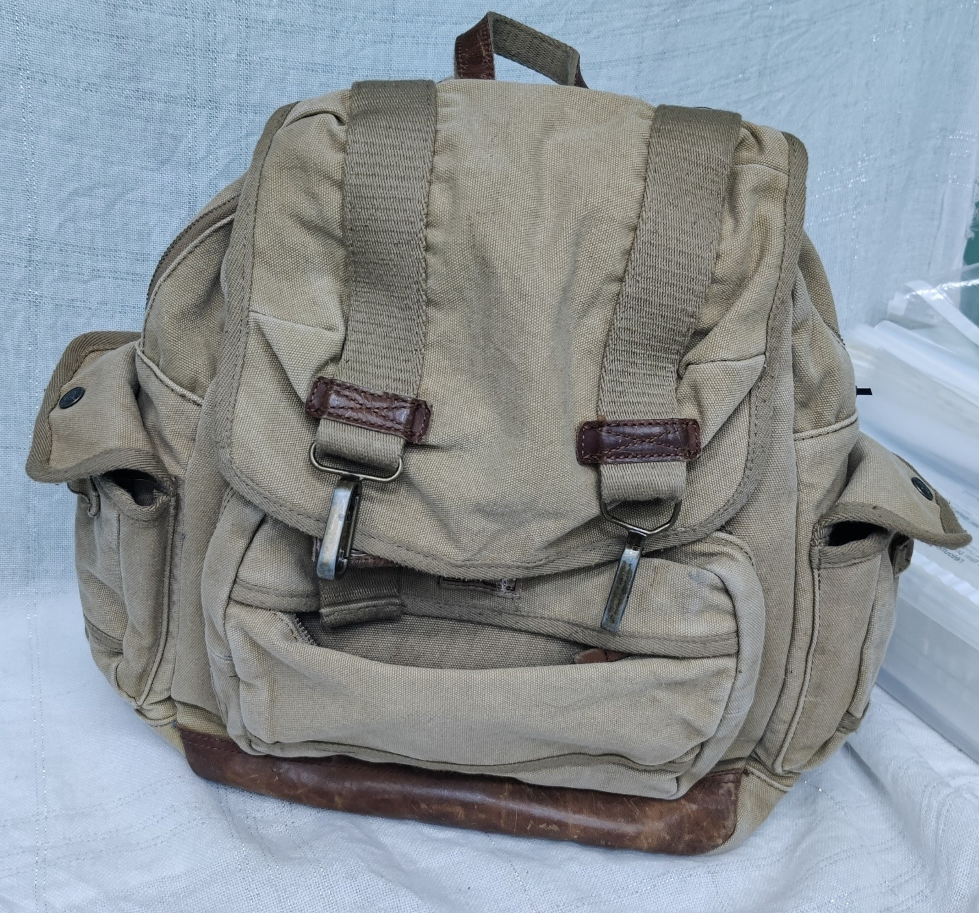 A. Kurtz Standard Issue Canvas Backpack Khaki Tan Military Rucksack FLAW
