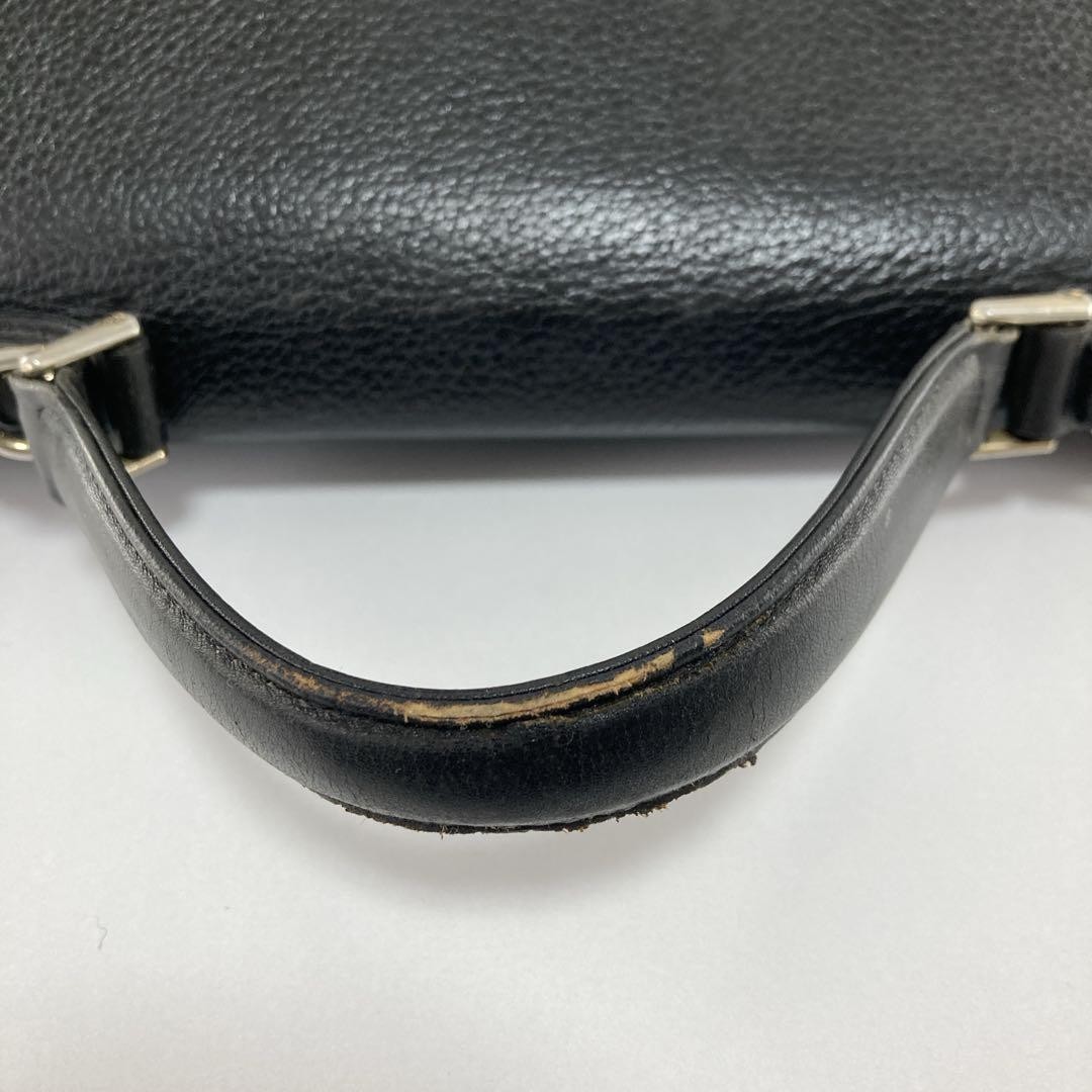 Authentic Vintage Burberry Black Leather Briefcase with Nova Check Interior, Siz
