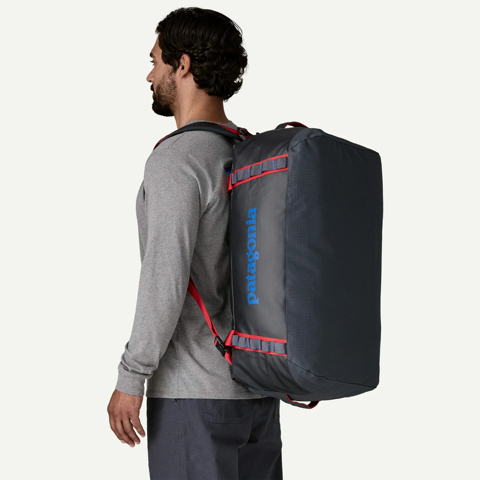 Patagonia Black Hole Duffel 55 L, Smolder Blue w/Amanita Red