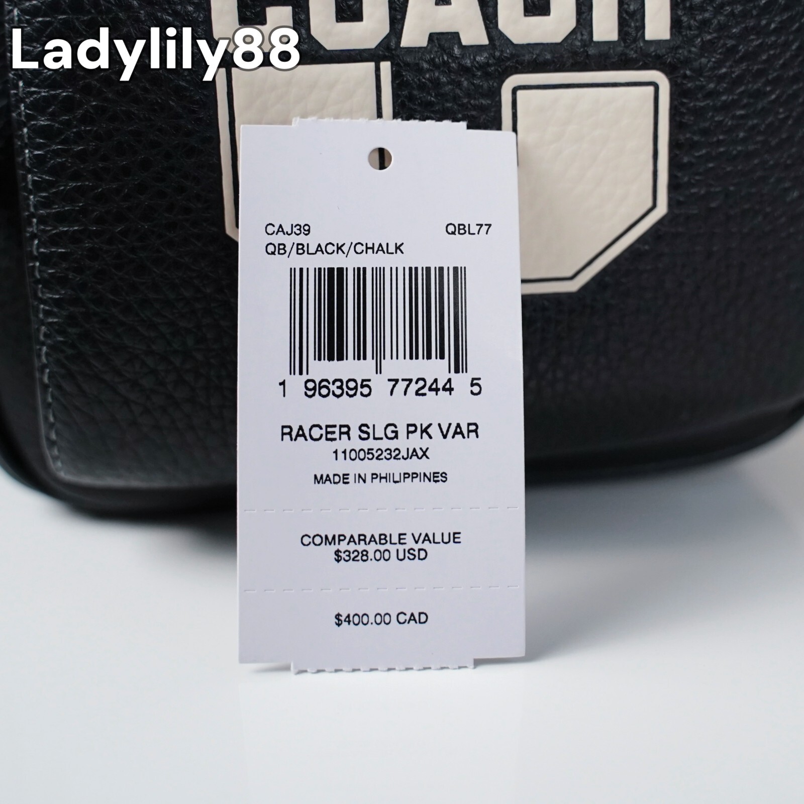 NWT Coach CAJ39 Racer Sling Pack With Varsity Motif Leather Pebble Leather $328