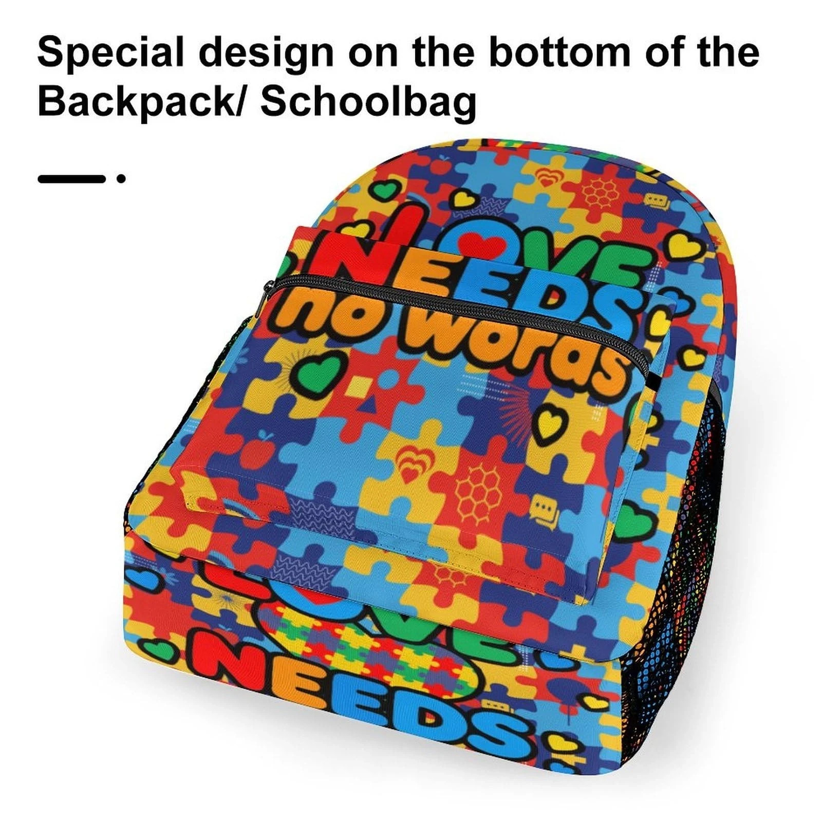 Autism Awareness Lightweight Travel Backpack With Zipped Front Pocket Printed…