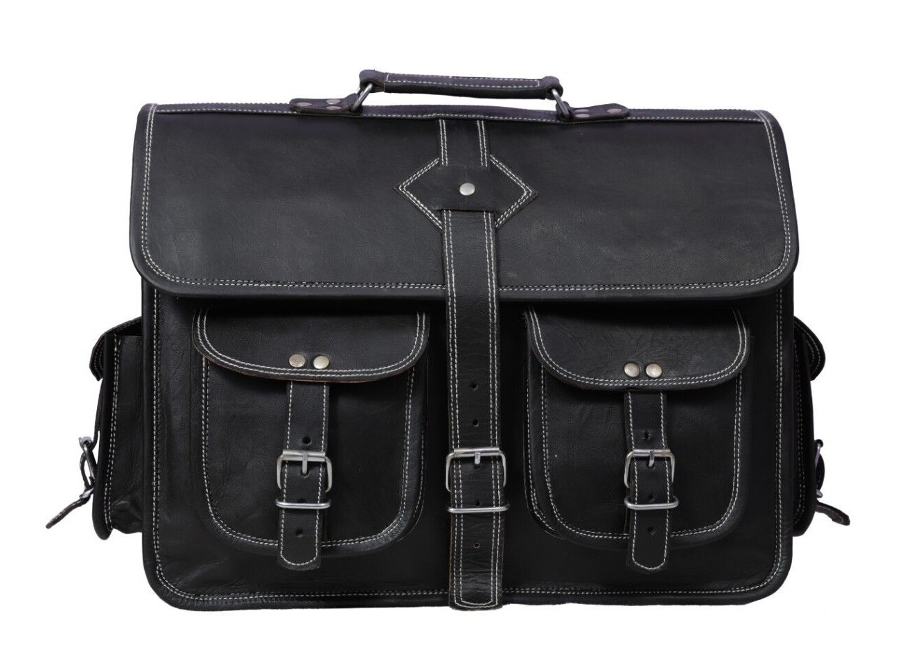 Vintage Real Leather Messenger Shoulder Satchel Laptop Bag Briefcase Men-Women