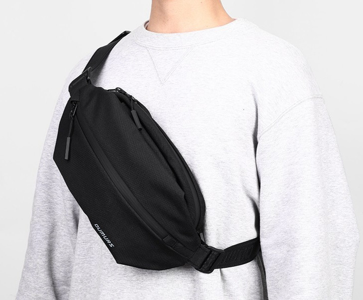 Oumurs 4L Men Sling Backpack RFID Blocking 600D Polyester Water Resistant US