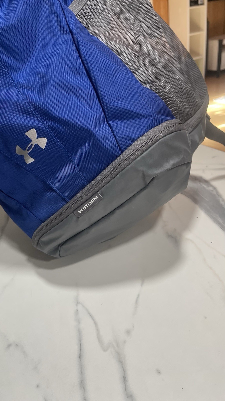 Under Armour Team Hustle Storm Backpack Royal Blue/Grey Water Repellant Bag