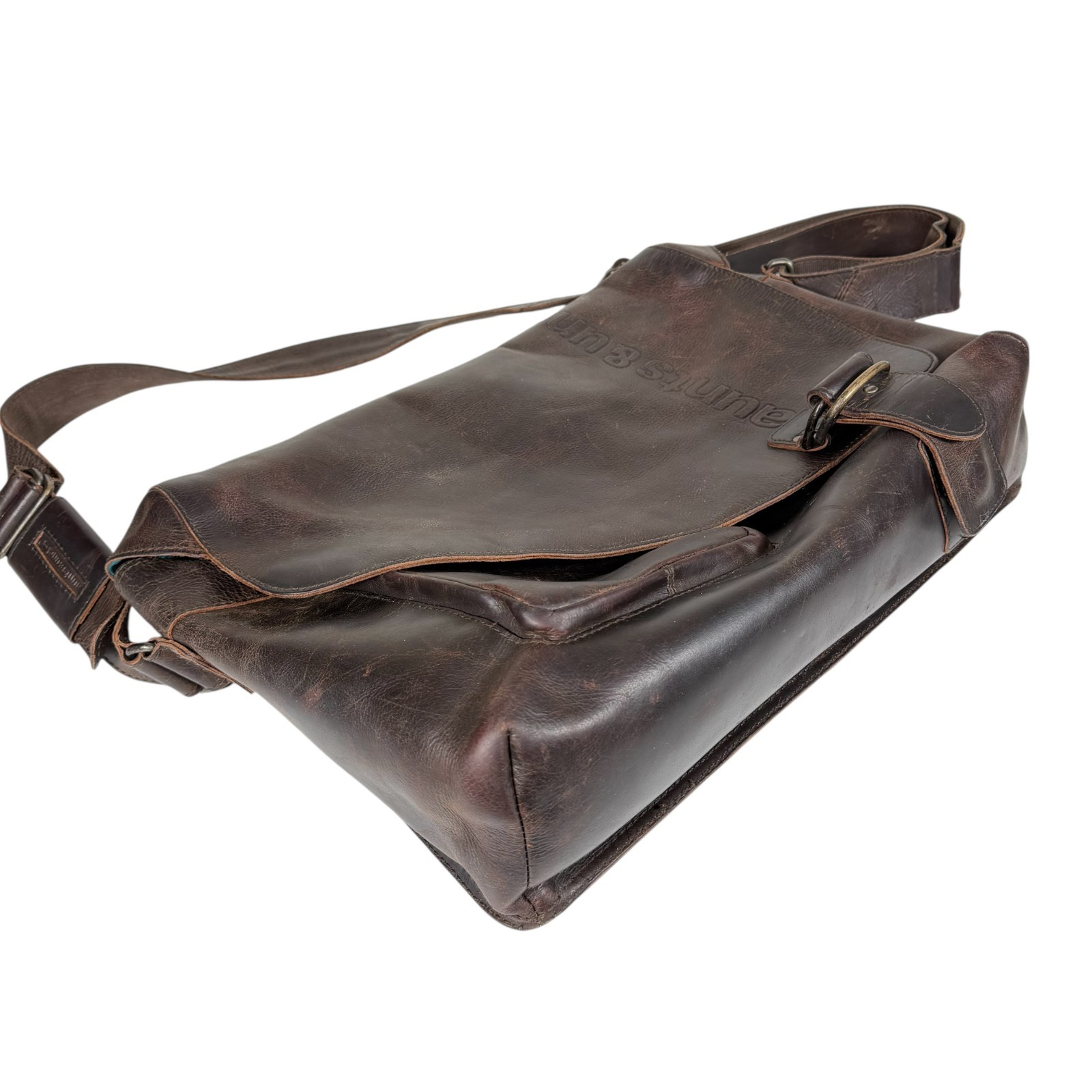VTG Aunts and Uncles Dark Brown Workaholic Humus Leather Messenger Crossbody Bag