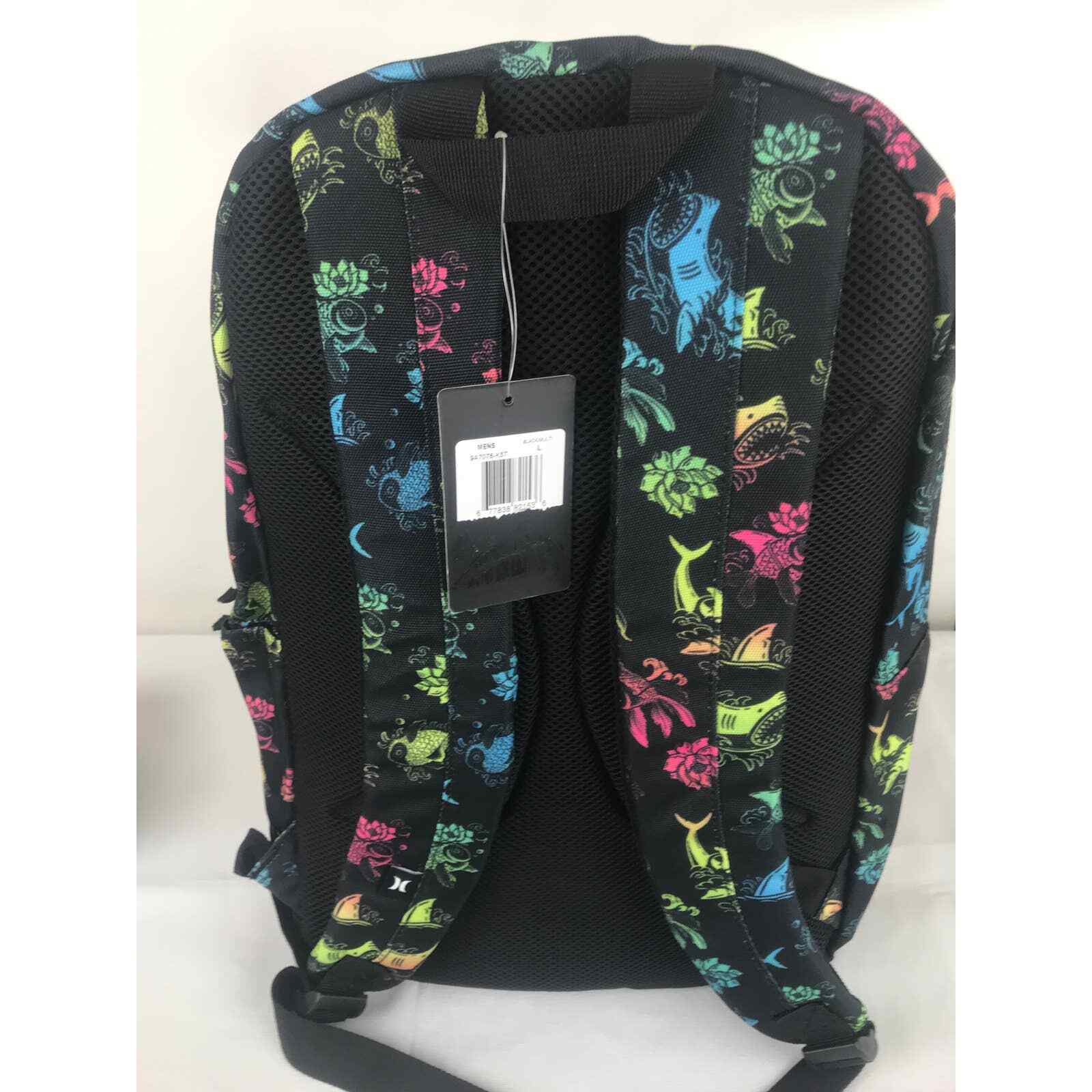 Hurley black ocean theme school backpack book bag New
