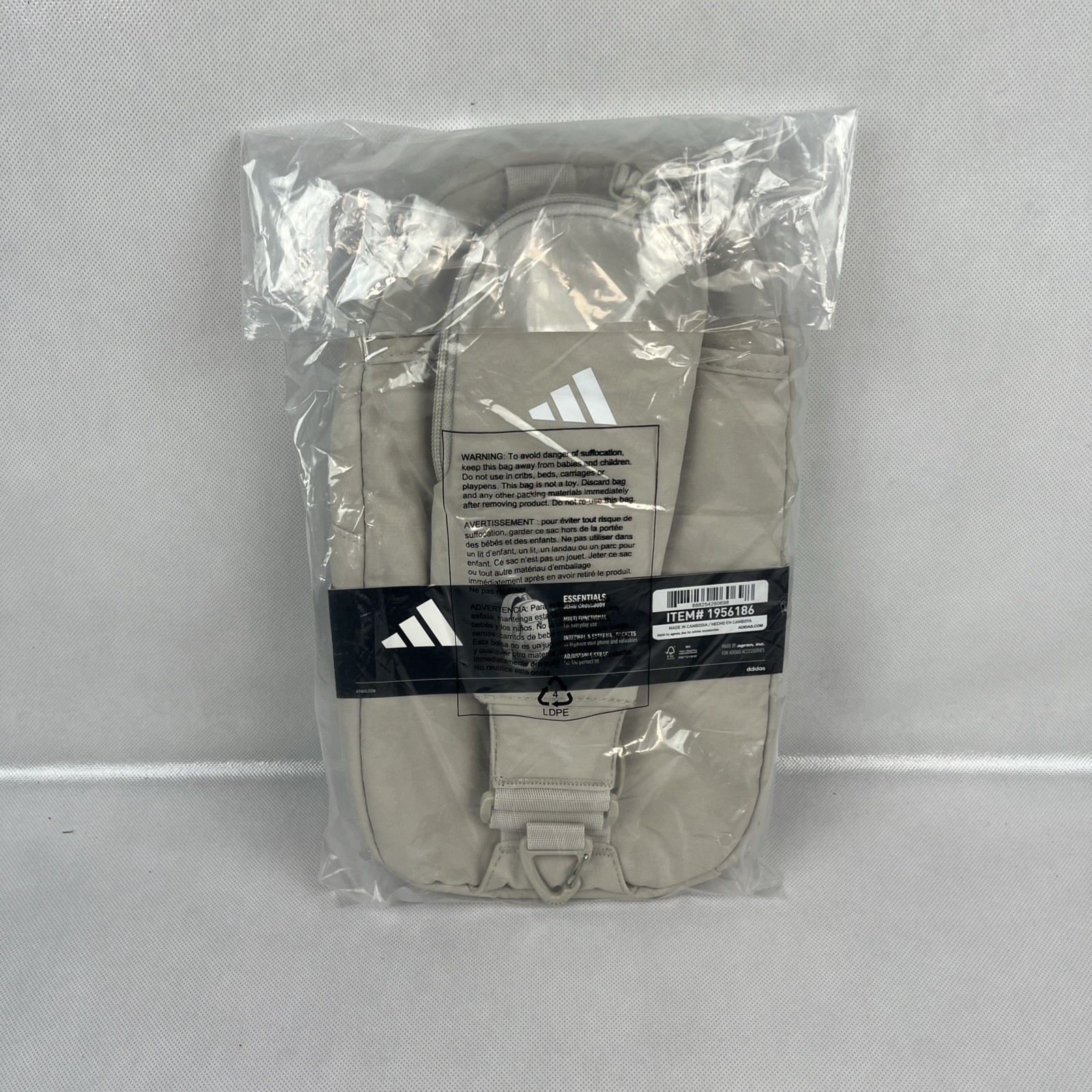 Adidas Essentials Sling Crossbody Bag Beige NWT