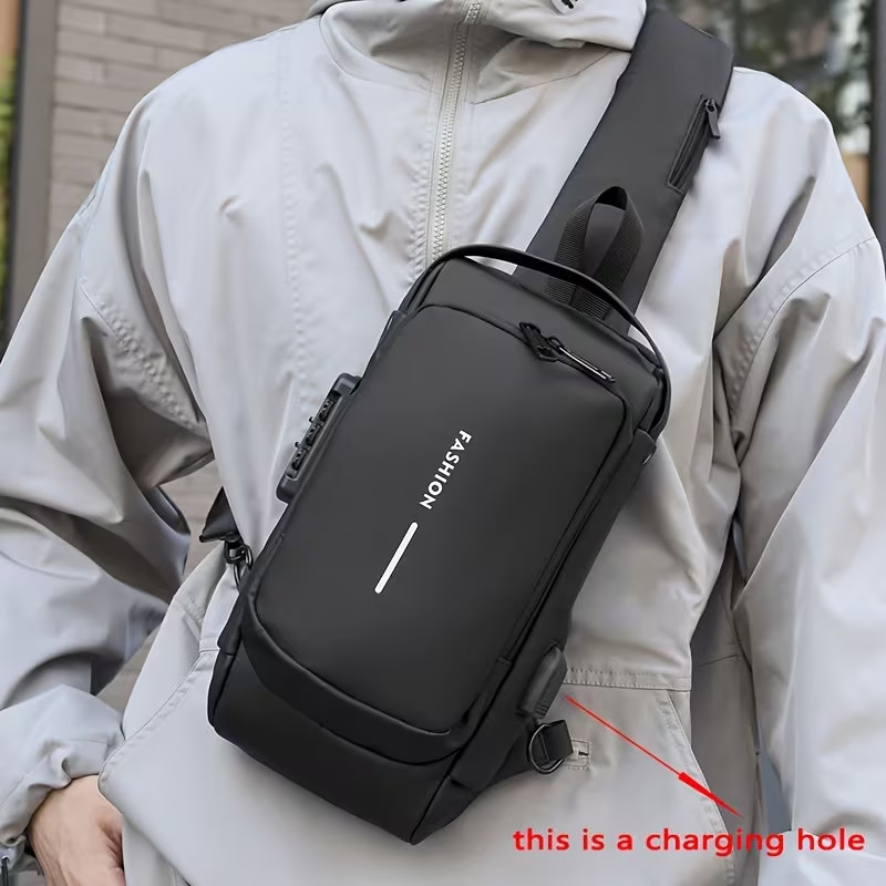 Anti Theft Sling Backpack, USB Charging Crossbody, Chest Bag Travel Daypack
