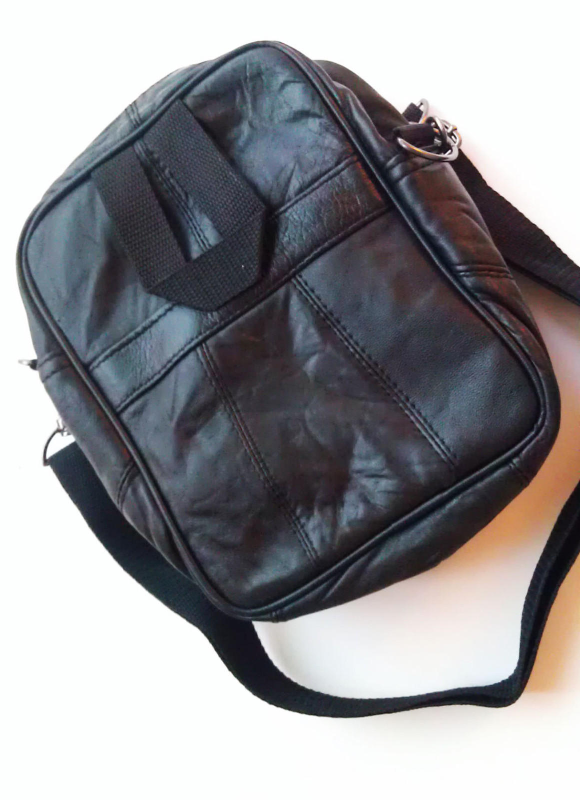Black Genuine Leather Men’s Messenger Organizer Bottle Holder Bag US Seller