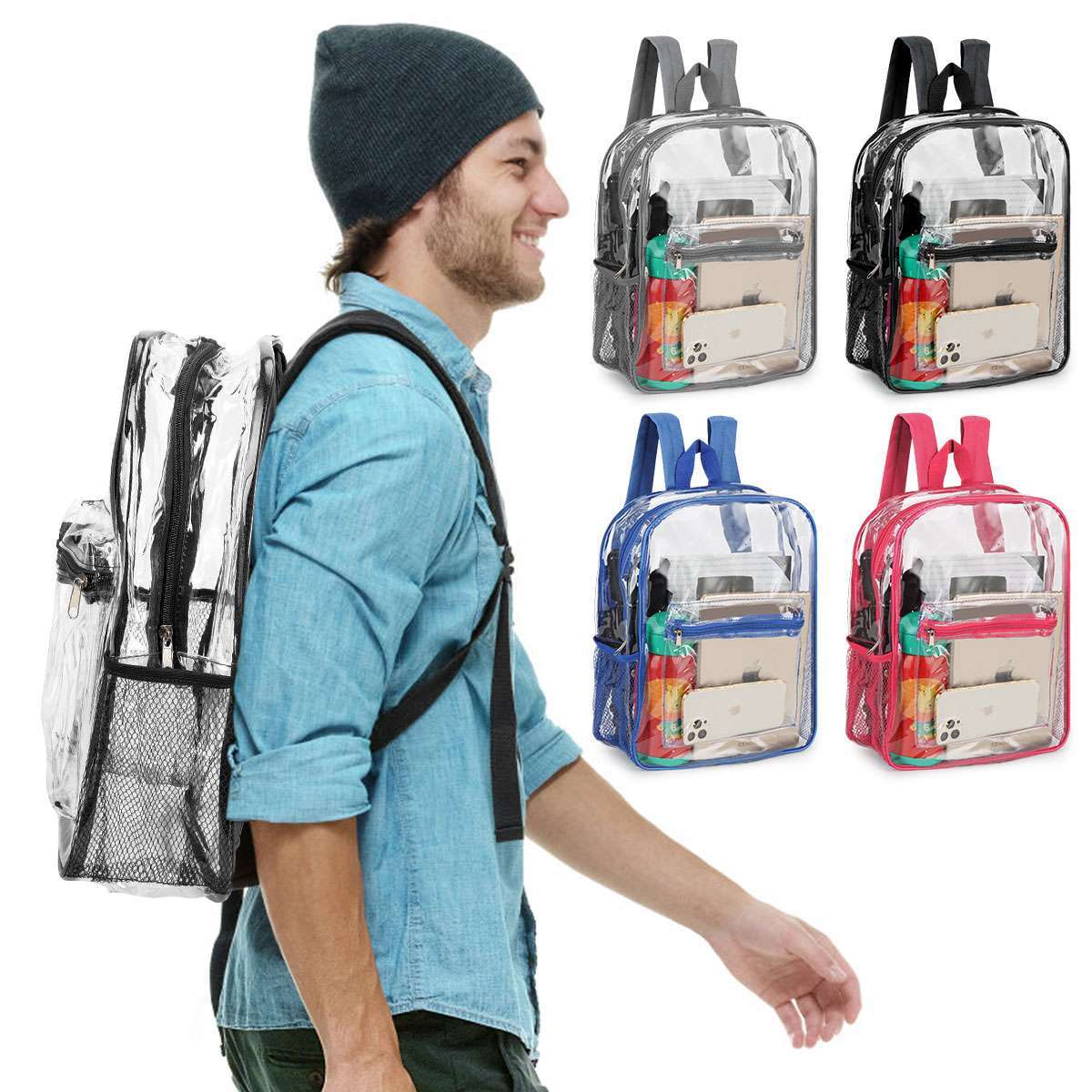 Heavy Duty Clear Backpack Waterproof Transparent Sling Bag See Through Bookbag