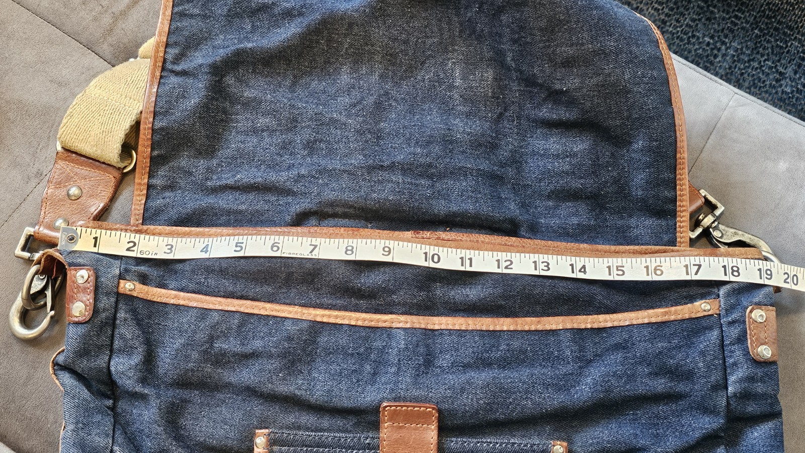 WILL LEATHER GOODS Hopper Denim & Leather Messenger Bag w/ Removable Laptop Case
