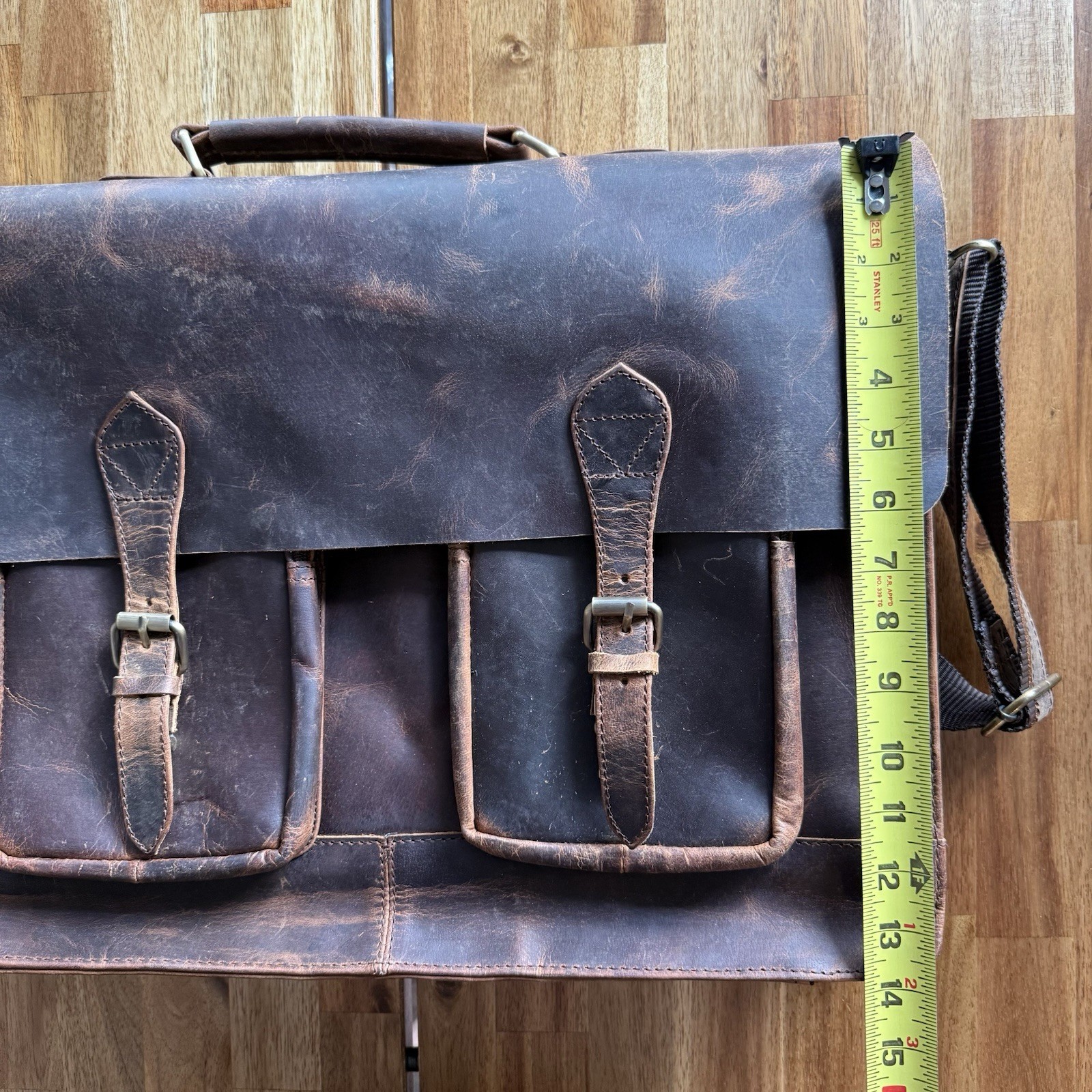 Denver Leather Craft Potter Messenger Briefcase Bag Sz M Top Grain Buffalo NWOT