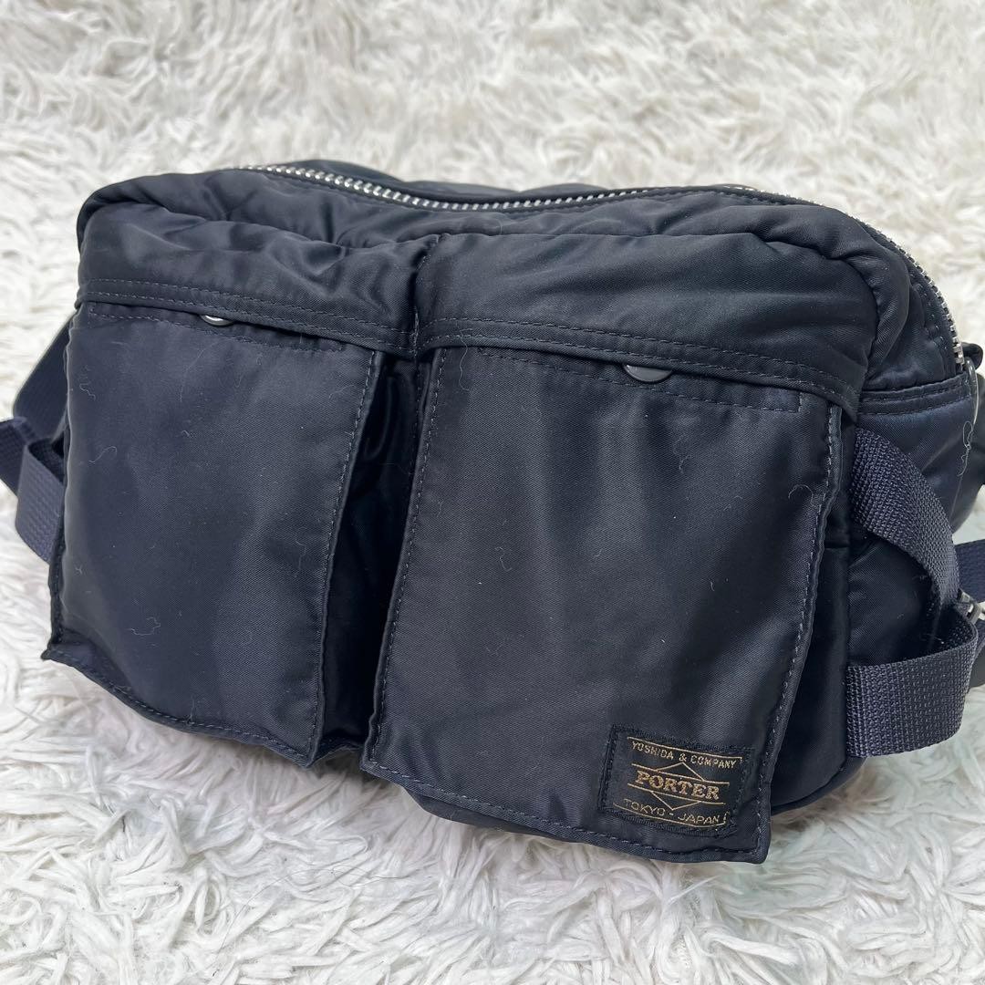 Authentic Yoshida Kaban PORTER Tanker Navy Body Bag 16cm x 30cm x 12cm Adjustabl