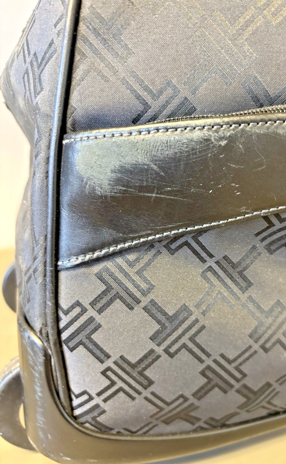 TUMI T Monogram Jacquard Upright carry on Rolling Duffle Bag