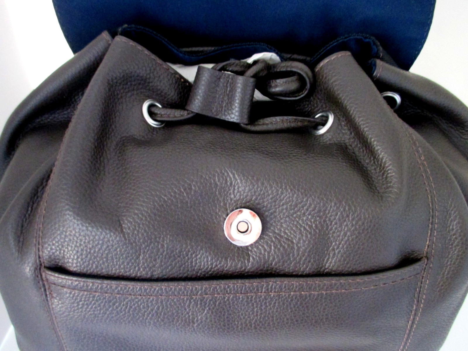 Cole Haan Leather Packpack Large Chocolate Brown Magnetic Close