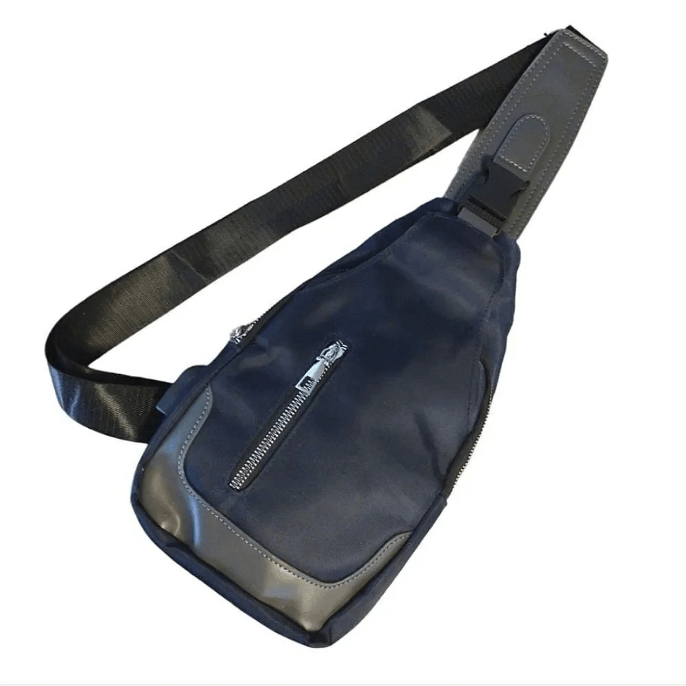Blue Black Crossbody Sling Bag with USB Port and Cable NWOT