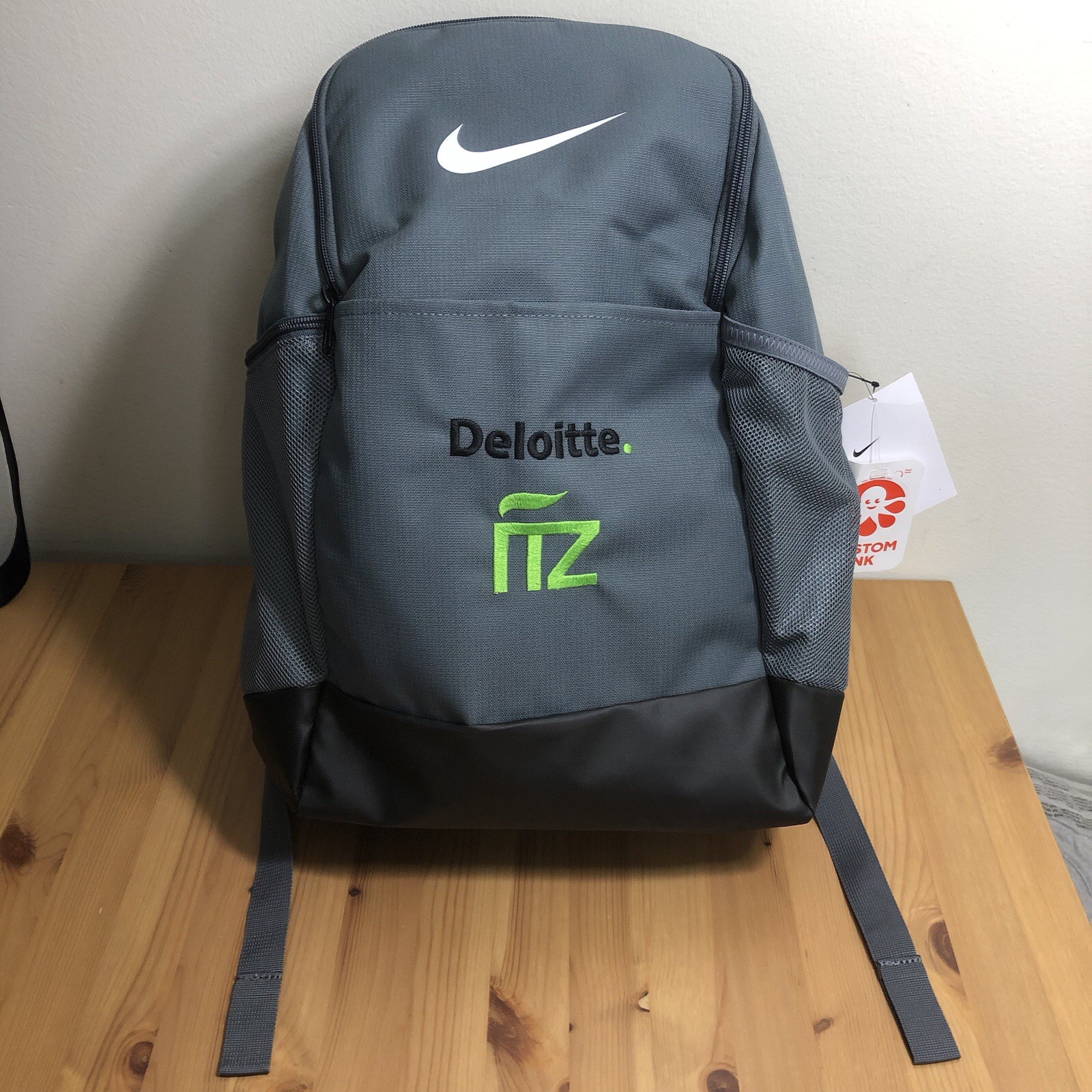 Nike Brasilia Training Deloitte Backpack Gray Black Pockets