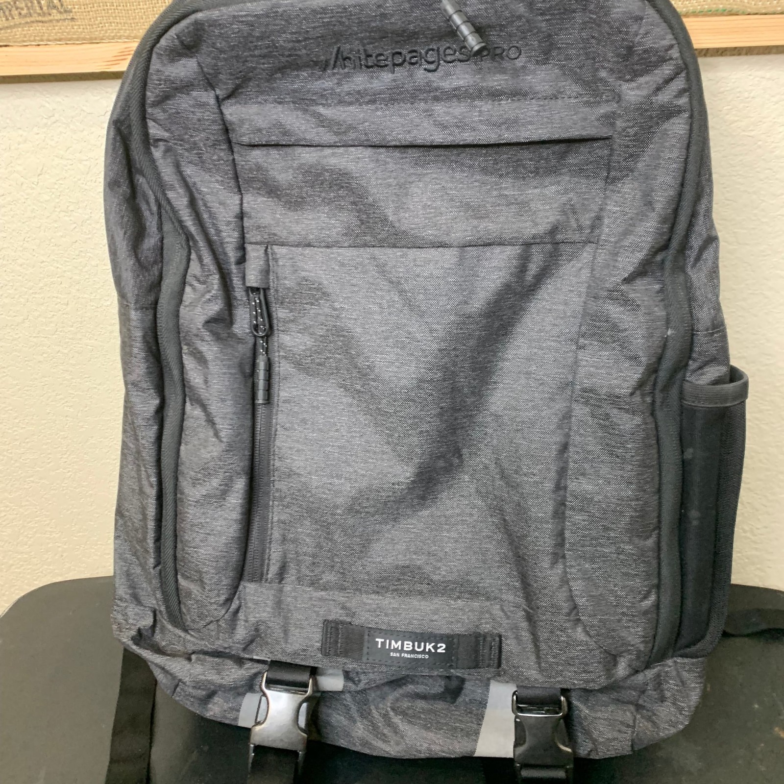 Timbuk2 Authority Laptop Backpack Gray Static with Whitepages PRO Logo