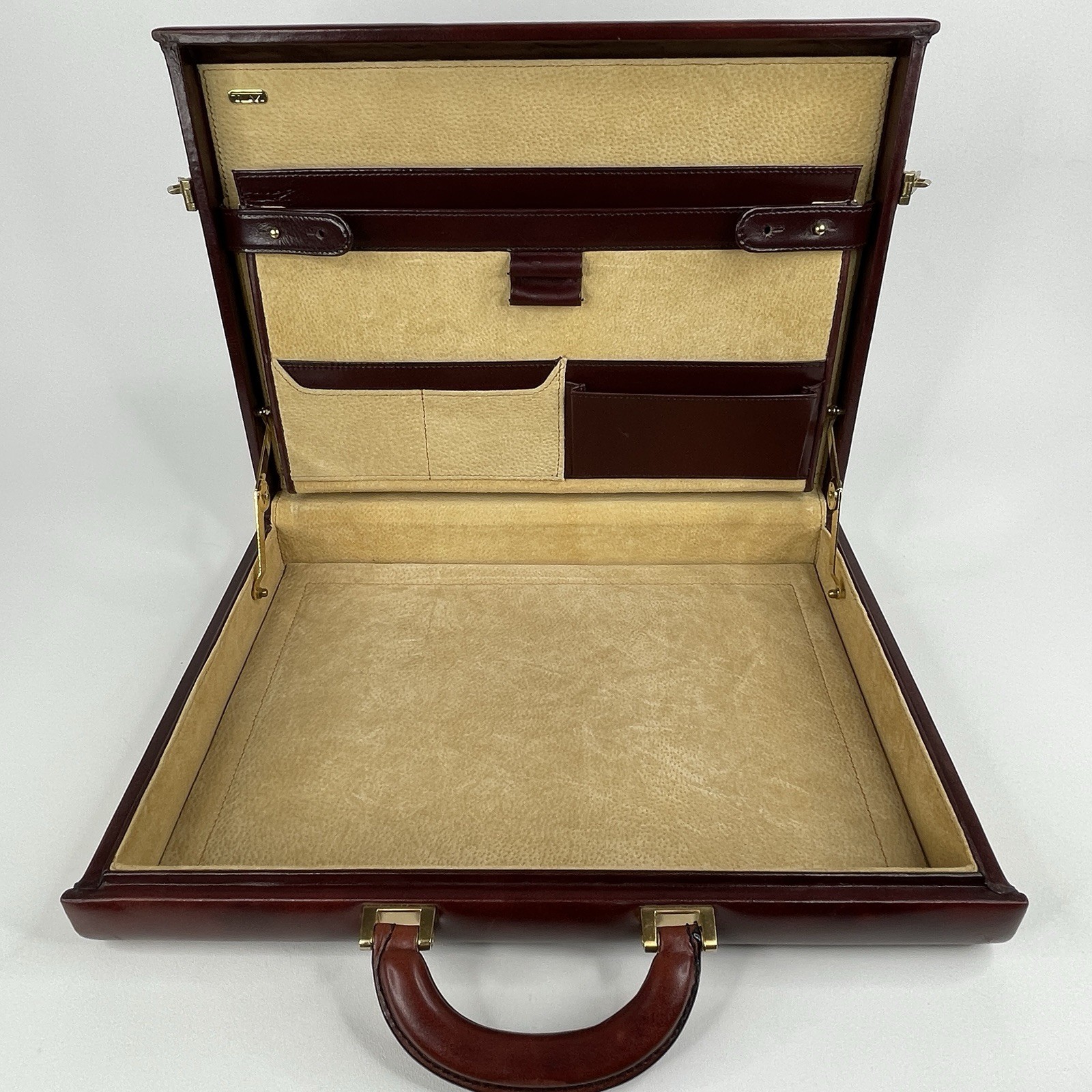 TUMI Burgundy Side Lock Attaché Leather Slim Hard Case Briefcase 2.75″, 1990s